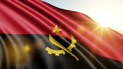 Angola flag waving dynamically, a symbol of national pride and identity in motion