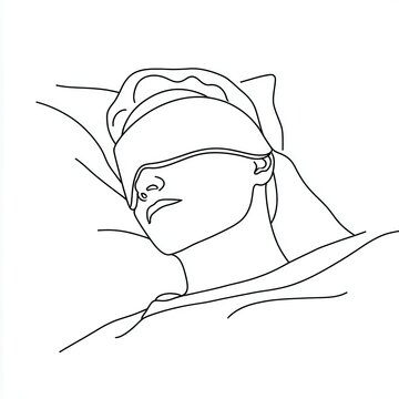 recommend clip art: Minimalistic line art of person sleeping peacefully with eye mask