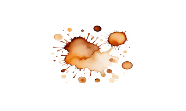 Coffee Stain Splatter Isolated on Black Background Abstract Art Design