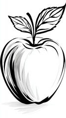 Simple black and white apple illustration
