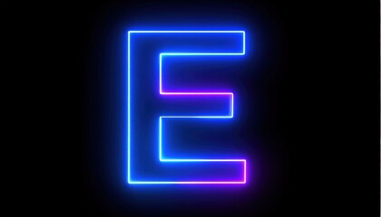 Neon letter E, vibrant colors