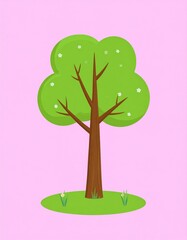 Cartoon tree on a pastel background