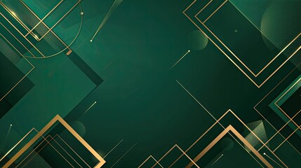 Abstract geometric design with green background and golden lines, suitable for digital use.