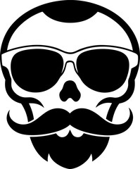 Halloween Skull with Sunglasses and Mustache Vector