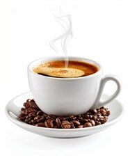 White coffee cup with steam