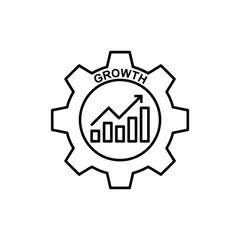 Gear with growth graph business development and success concept vector illustration