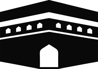 Kaaba Front View Silhouette Vector Illustration Black
