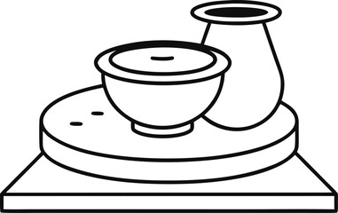 Ceramics Wheel with Wet Clay Outline