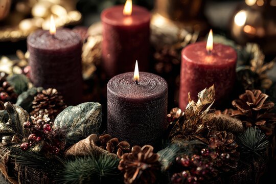 Christmas Advent Wreath with Candles - Powered by Adobe