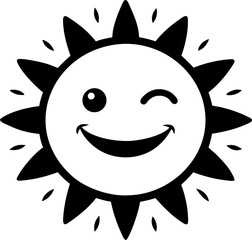 Smiling Sun Bright Doodle Illustration Silhouette