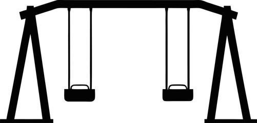 Swing Set Silhouette Vector Black and White