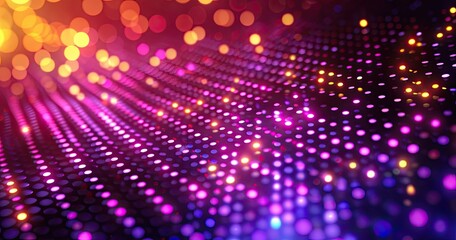 A vibrant abstract background with colorful bokeh lights and patterns.