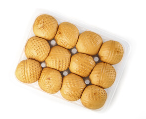 Delicious white bottom popping walnut buns with heart and brown sugar for a perfect Cantonese breakfast treat