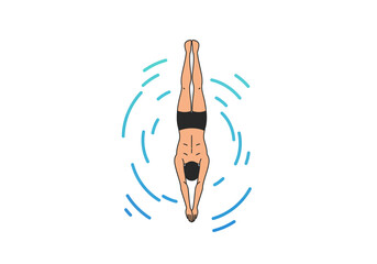 Divers plunge sleek entry into serene water