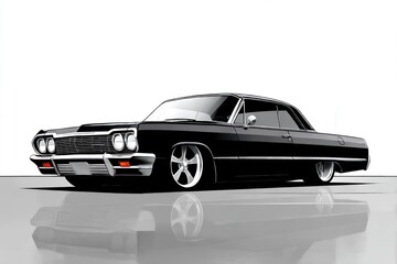 Black classic car studio shot