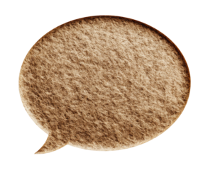 A tan, textured speech bubble (1)