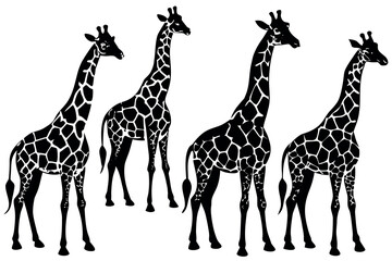 Fototapeta premium Collection of six diverse black silhouettes of people in various poses and activities