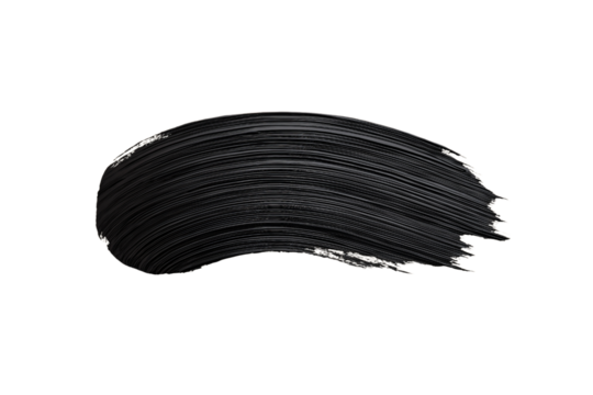 Black ink brush strokes isolated on a transparent background in PNG format.