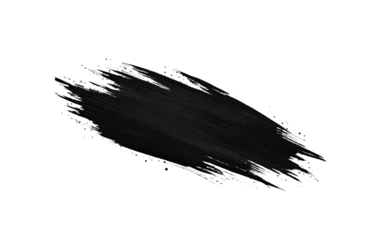 Black ink brush strokes isolated on a transparent background in PNG format.