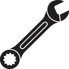Wrench Icon, Black and White Tool