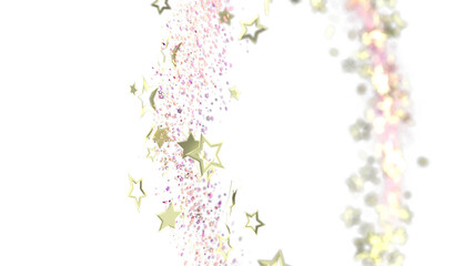 Sparkling gold stars and glitter on white. Perfect for holidays, celebrations, and festive designs.