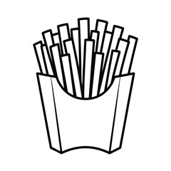 French Fries in a Box Black and White Line Art