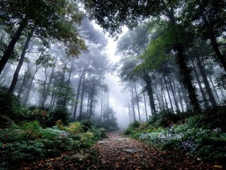 Obraz premium Misty forest path (16)