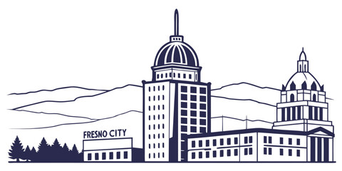 California City Vector: Fresno's Pacific Southwest Building & City Hall