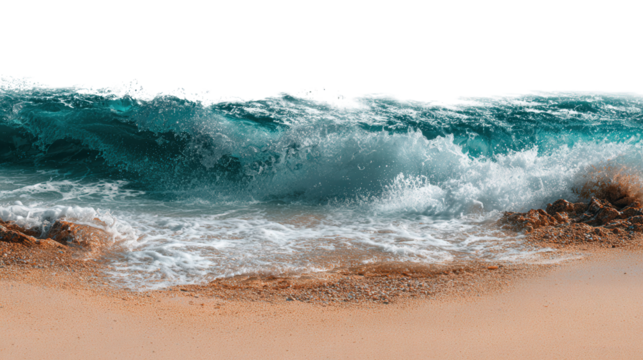 Coastal View with Waves background isolated on a Transparent background, PNG file. - Powered by Adobe