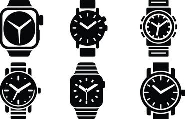 Watch bundle silhouette icon vector art