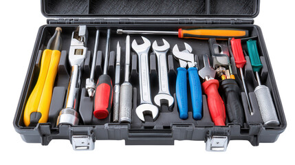 Compact Tool Kit for Home Repairs background isolated on a Transparent background, PNG file.