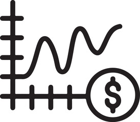 Obraz premium Financial growth chart with dollar symbol and fluctuating line graph icon