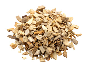 Crushed Willow Bark Herbal Remedy Pile, isolated on white background