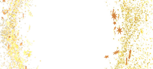 Sparkling gold confetti and stars on white. Perfect for festive designs.