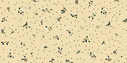 A sweet, smallscale floral pattern with tiny flowers on a pale yellow backdrop