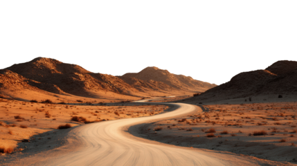 Desert Road at Dusk background isolated on a Transparent background, PNG file.