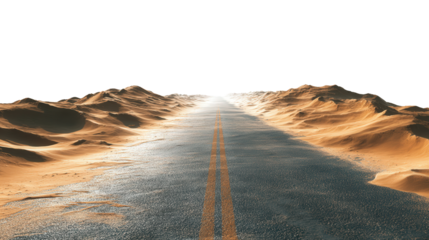 Desert Road Leading to Horizon background isolated on a Transparent background, PNG file.