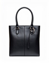 Black leather tote bag