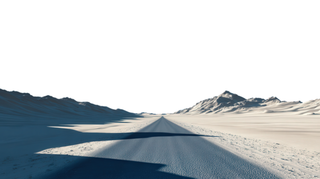 Desert Road with Long Shadows background isolated on a Transparent background, PNG file.