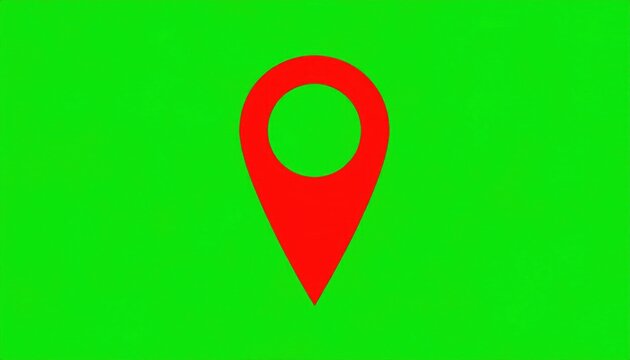 Red map pin on green background