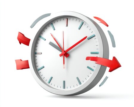 Clock with arrows representing time passing quickly