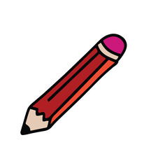 Hand drawn pencil for handwriting. Stationery for school education writer. Isolated vector illustration