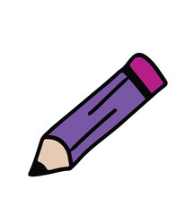 Hand drawn pencil for handwriting. Stationery for school education writer. Isolated vector illustration
