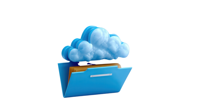 Digital Cloud Storage for Healthcare Data background isolated on a Transparent background, PNG file.