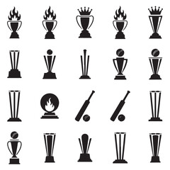 Ultimate Black Trophy Silhouette Vector Set &ndash; Award Icons for Champion, Sports Tournament, Winning Ceremony, and Achievement Recognition Design Projects. Thank You.