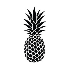 Obraz premium Simple Black Pineapple Silhouette Illustration on White Background for Design