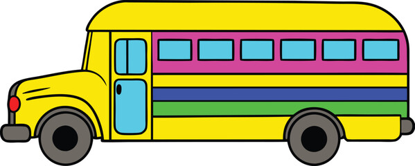 Multicolor School Bus Vector Illustrations for project.