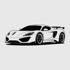 Fototapeta premium Sleek and Modern Sports Car Illustration with Bold Black and White Design