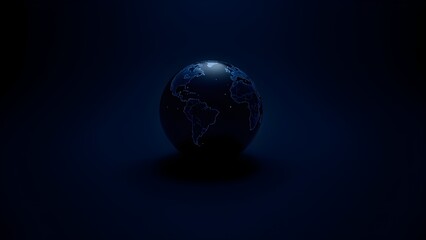 Fototapeta premium Abstract technology background with a dark blue globe on a minimalist backdrop with copy space