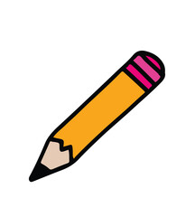 Hand drawn pencil for handwriting. Stationery for school education writer. Isolated vector illustration